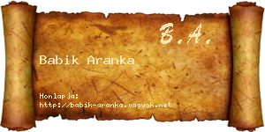 Babik Aranka névjegykártya